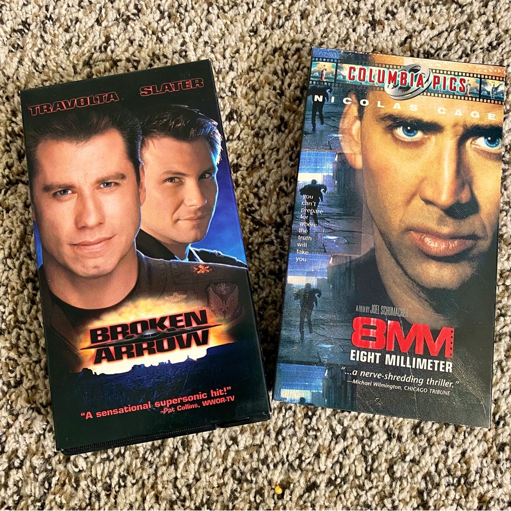 VHS Movie Bundle - Broken Arrow (1996) & 8  Millimeter (1999) 📼📼🍿🍿